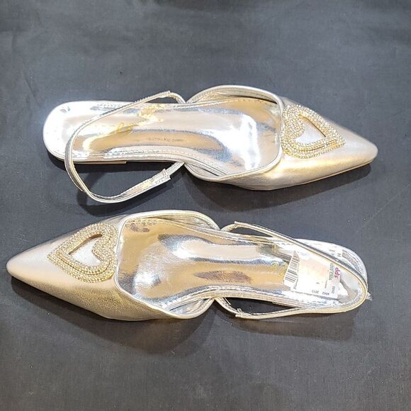BRAND NEW PAZZLE RHINESTONE HEART DESIGN SLINGBACK FLAT - Picture 8 of 16